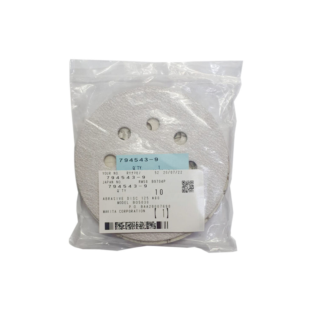 794543-9 กระดาษทรายกลม 5"(125mm) WA80 8รู H/L ขัดสี