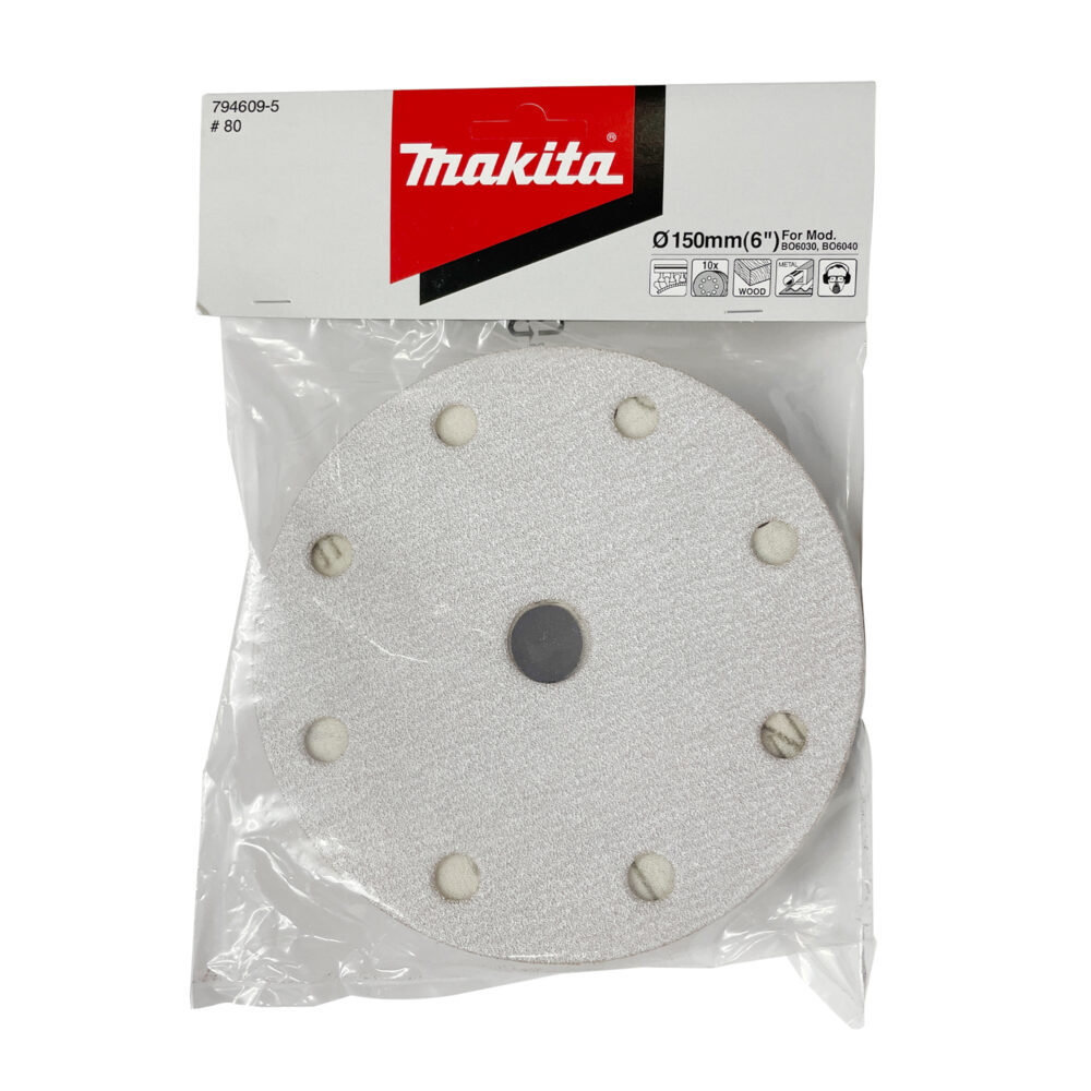 794609-5 กระดาษทรายกลม 6"(150mm) WA80 9รู H/L ขัดสี