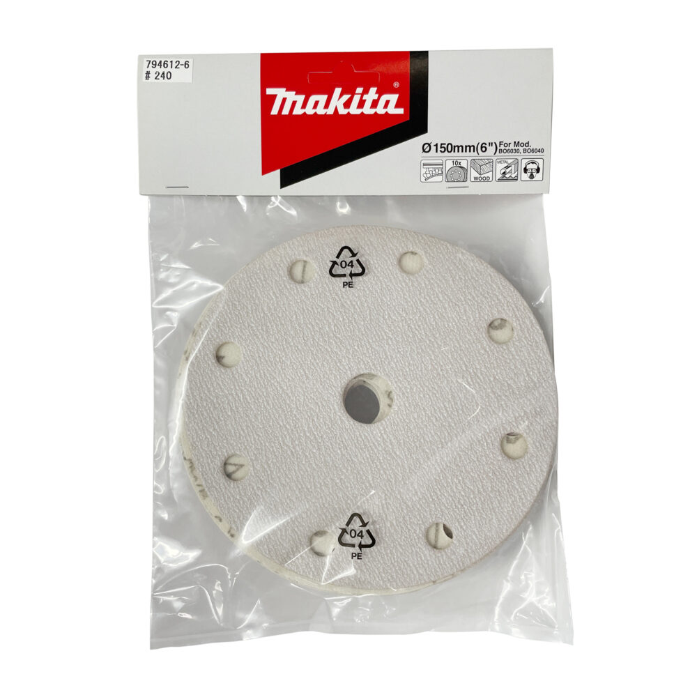 794612-6 กระดาษทรายกลม 6"(150mm) WA240 9รู H/L ขัดสี