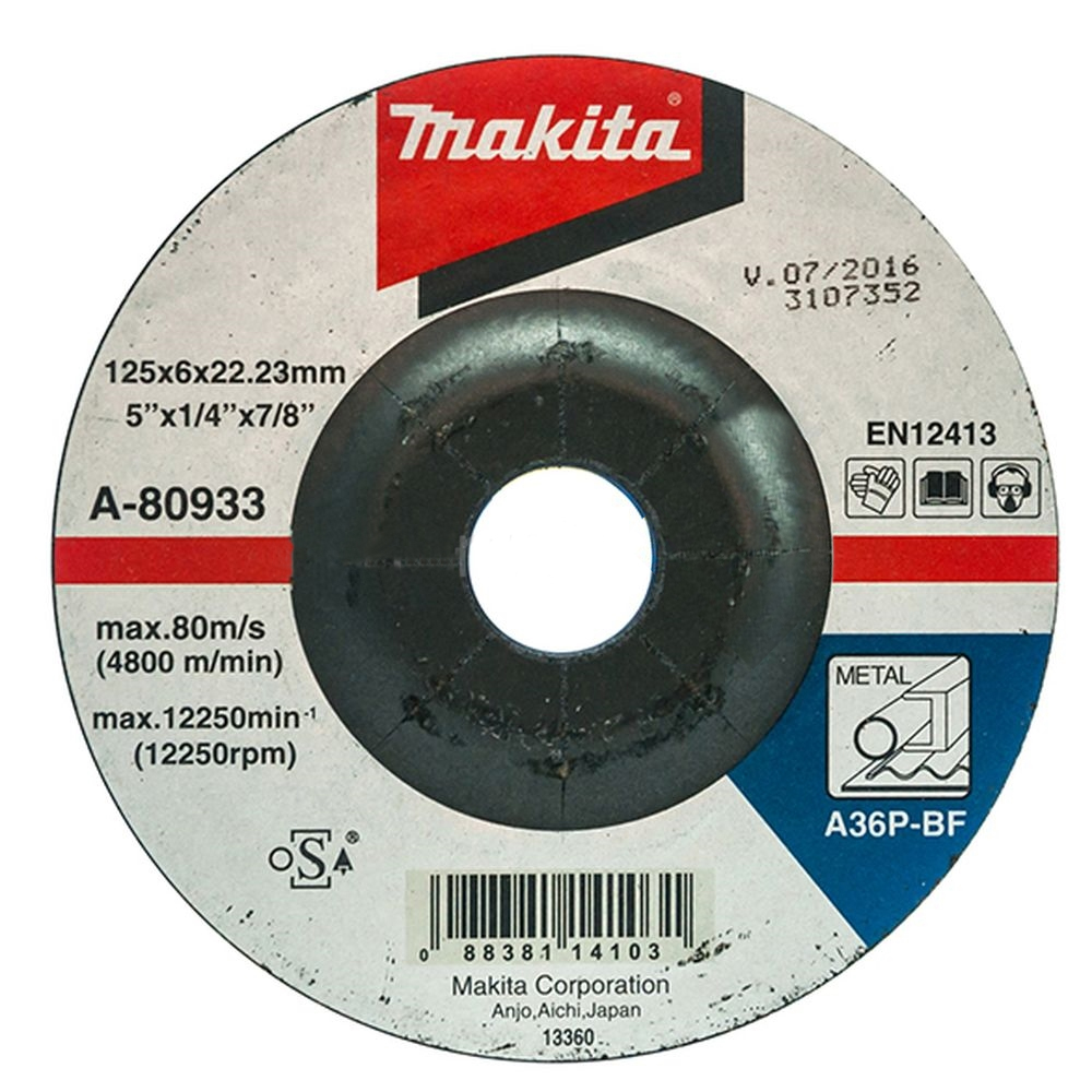 A-80933 ใบเจียร์เหล็ก MAKITA 5" 125x6x22.23mm A36P