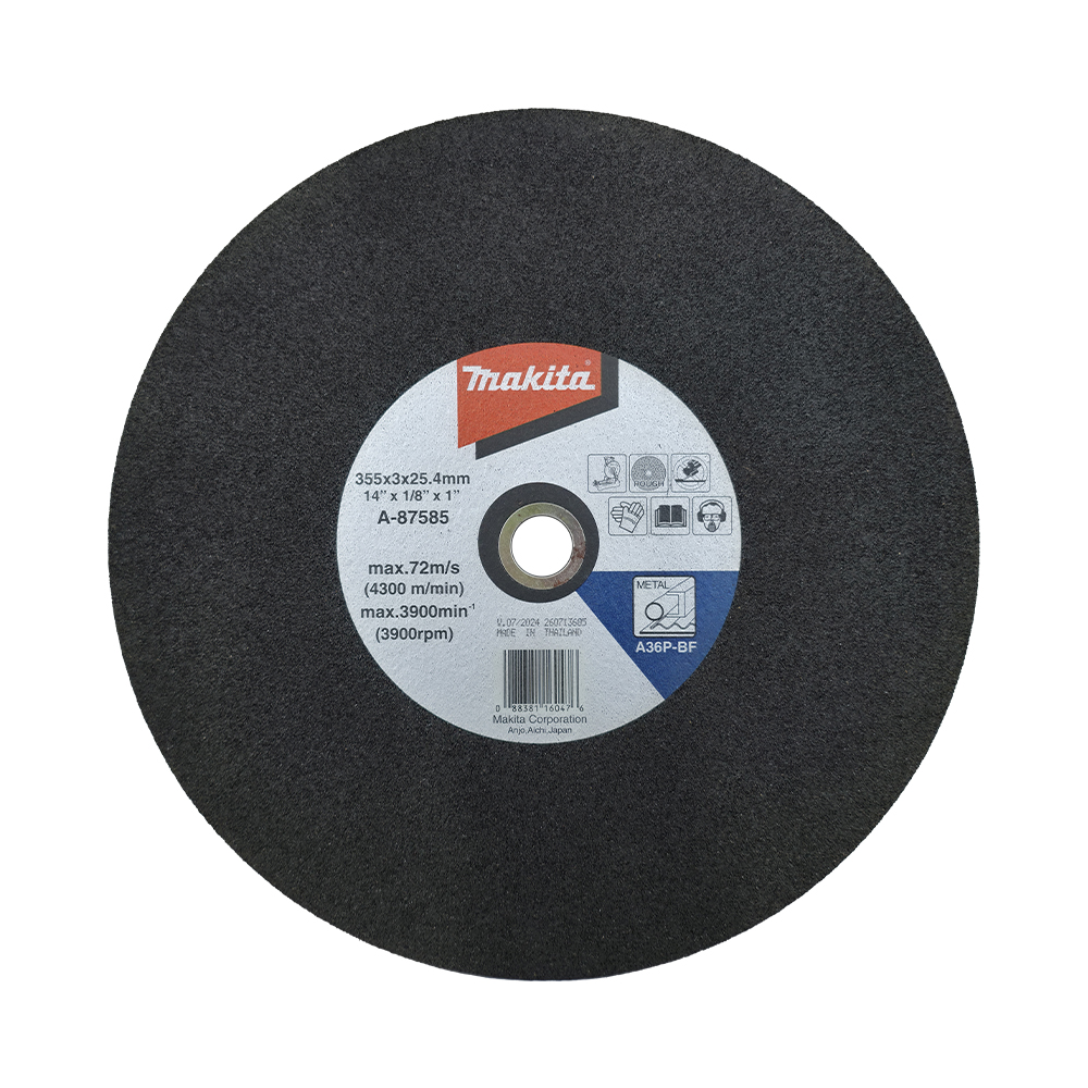 A-87585 ใบตัดเหล็ก MAKITA 14" 355x3x25.4mm A36P ผิวหยาบ