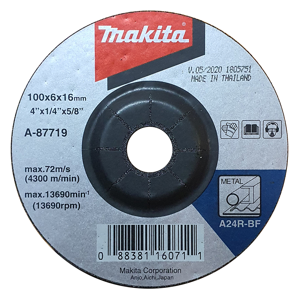 A-87719 ใบเจียร์เหล็ก MAKITA 4" 100x6x16mm A24R