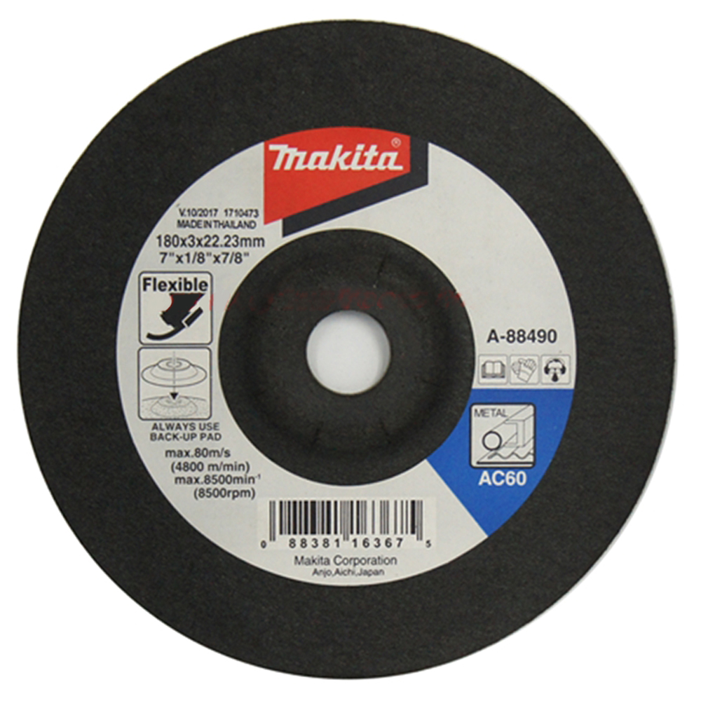 A-88490 ใบเจียร์เหล็กอ่อนตัว MAKITA 7" 180x3x22.23mm AC60