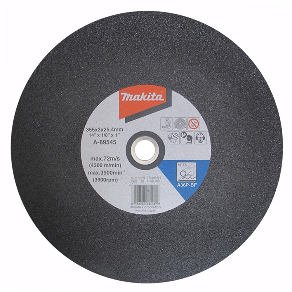 A-89545 ใบตัดเหล็ก MAKITA 14" 355x3x25.4mm A36P ผิวเรียบ