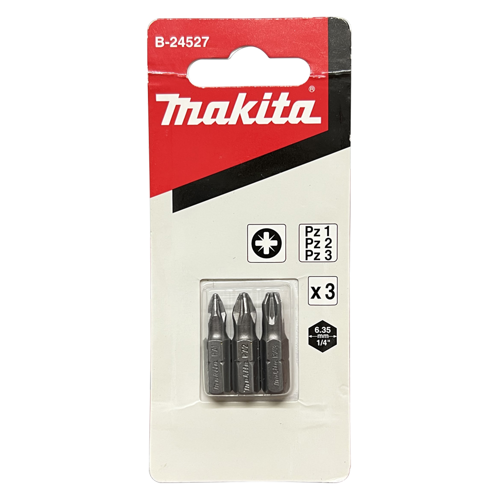 B-24527 Screw Bit Blister C-Form PZ1,PZ2,PZ3x25 (3Pcs/Set)