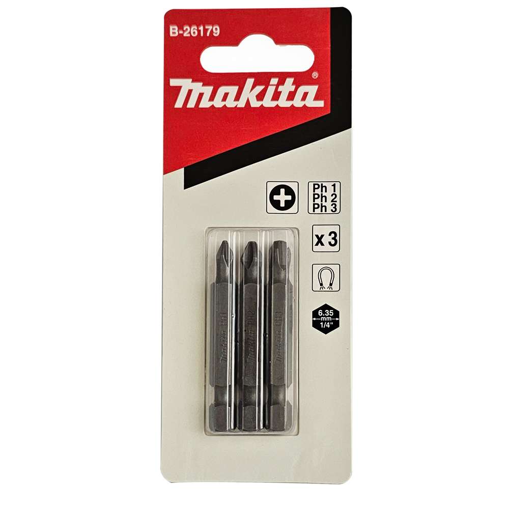 B-26179 Screw Bit Blister Set E-Form (MZ) PH1,PH2,PH3x50 (3Pcs/Set)