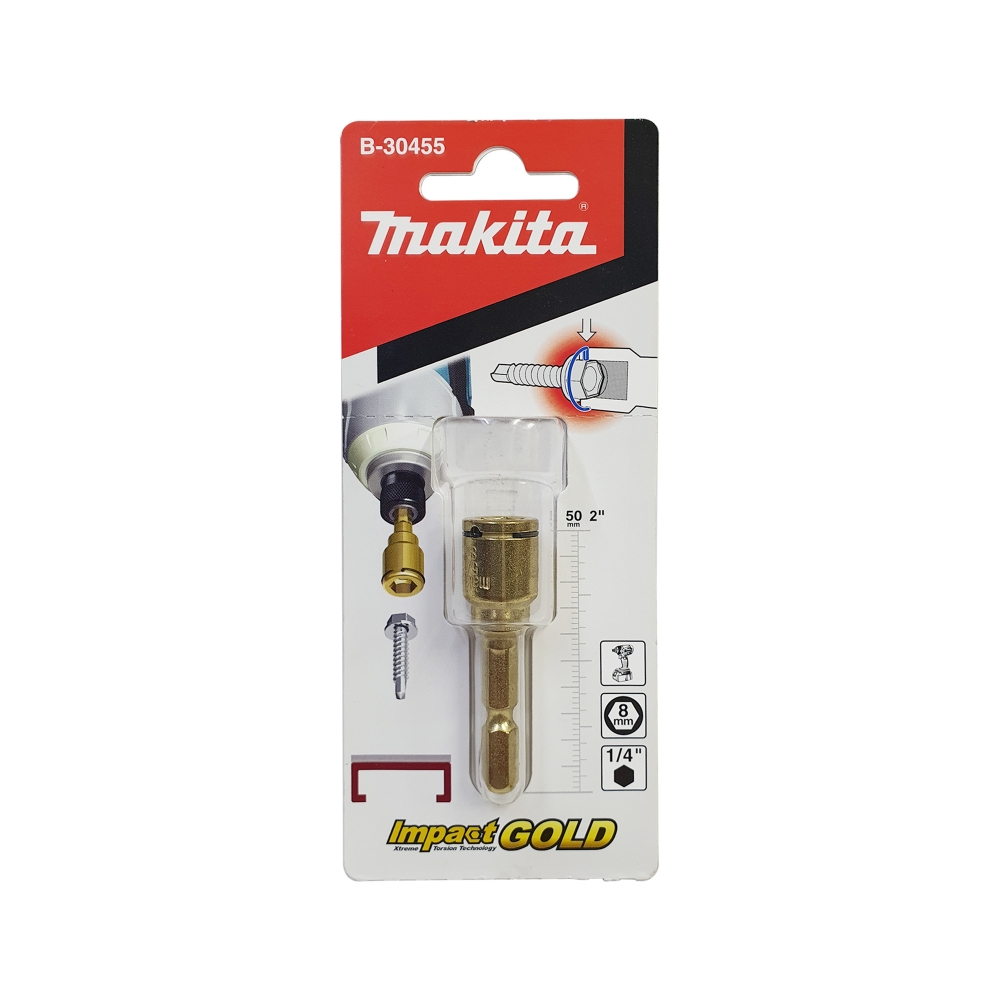 B-30455 บล็อกแม่เหล็ก Impact Gold พร้อมแหวนขันน๊อต 8(5/16")x50mm NZ