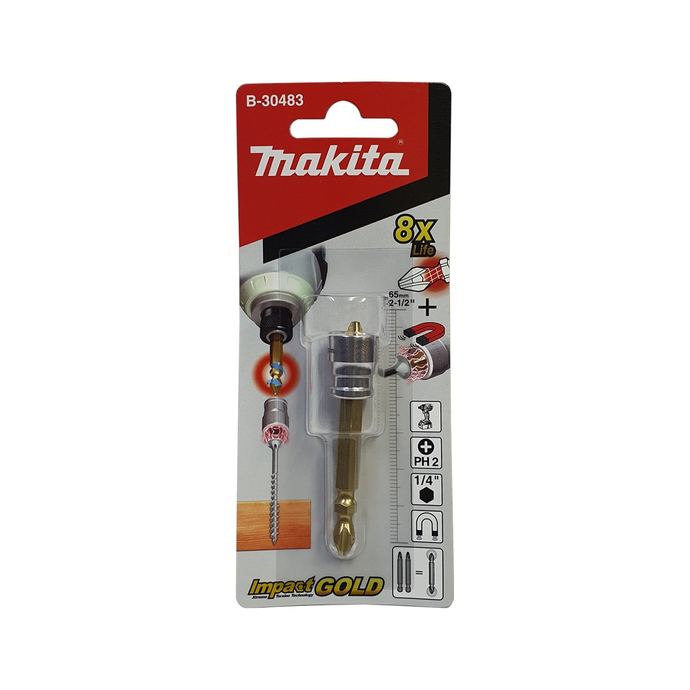 B-30483 ดอกไขควง 2 ด้าน Impact Gold Torsion พร้อมแม่เหล็กดูด PH2x65mm NZ
