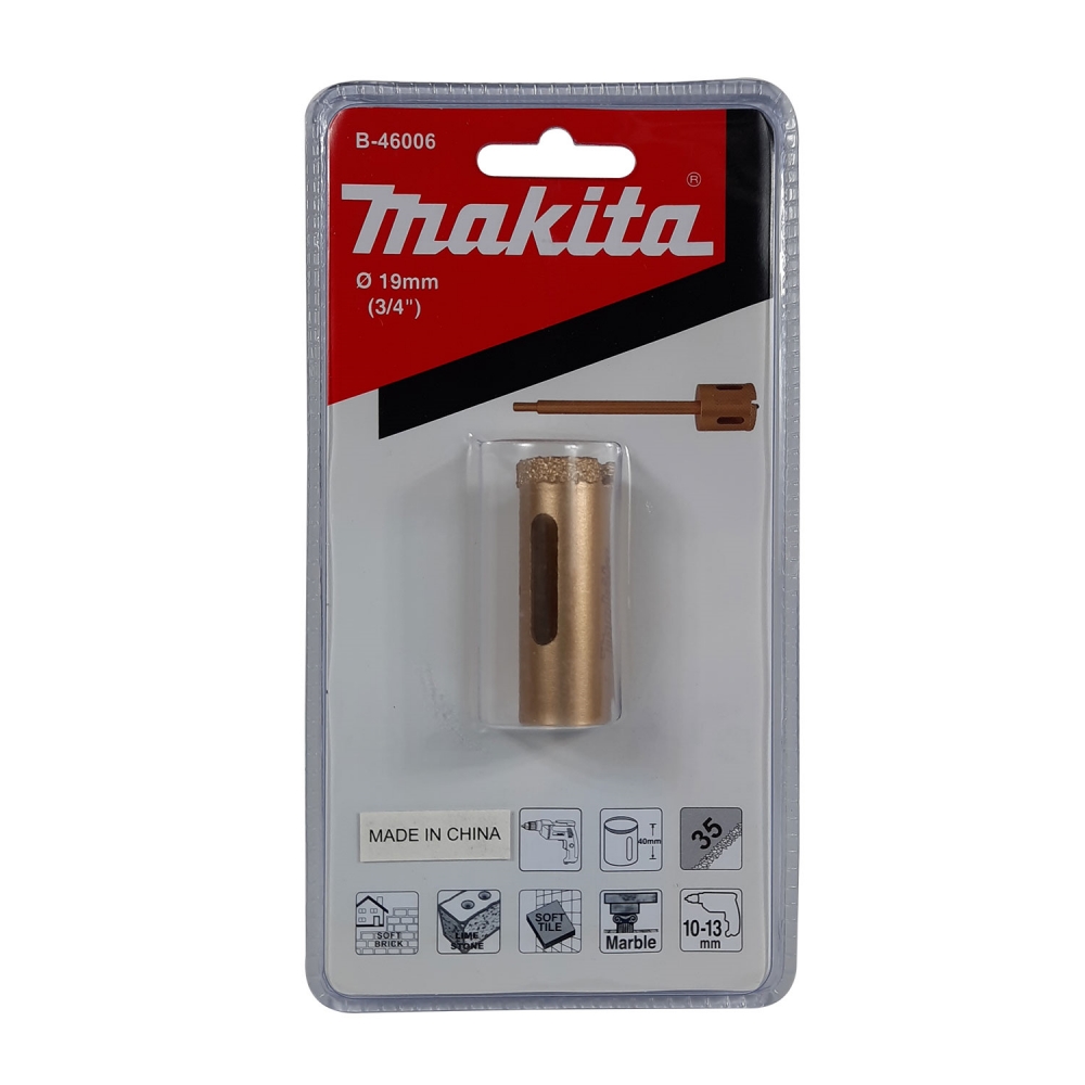 B-46006 โฮลซอเจาะกระเบื้องเพชร Vacuum Brazed 19x40mm