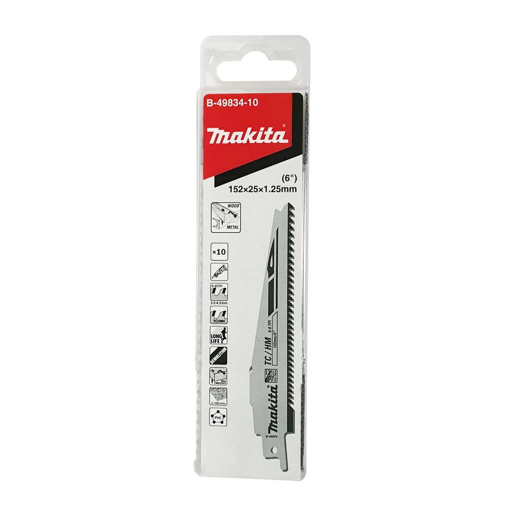B-49834-10 ใบเลื่อยชัก 6-8tpi 152mm TC/HM