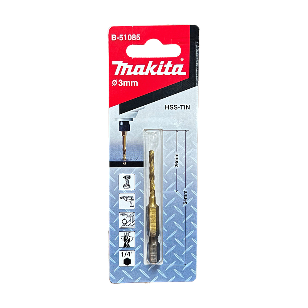 B-51085 ดอกสว่านอิมแพค HSS-TIN 3.0x64 mm NZ