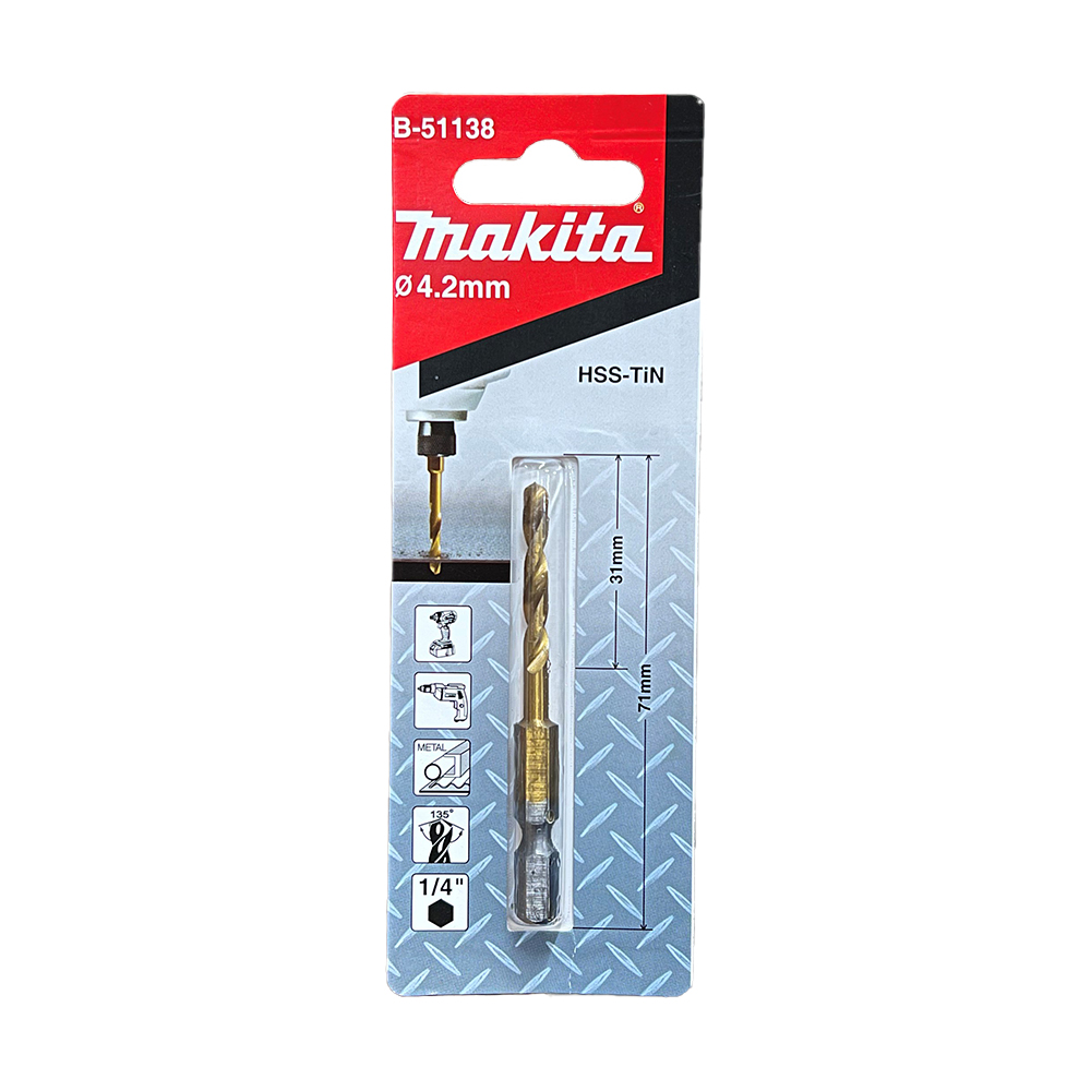 B-51138 ดอกสว่านอิมแพค HSS-TIN 4.2x71 mm NZ