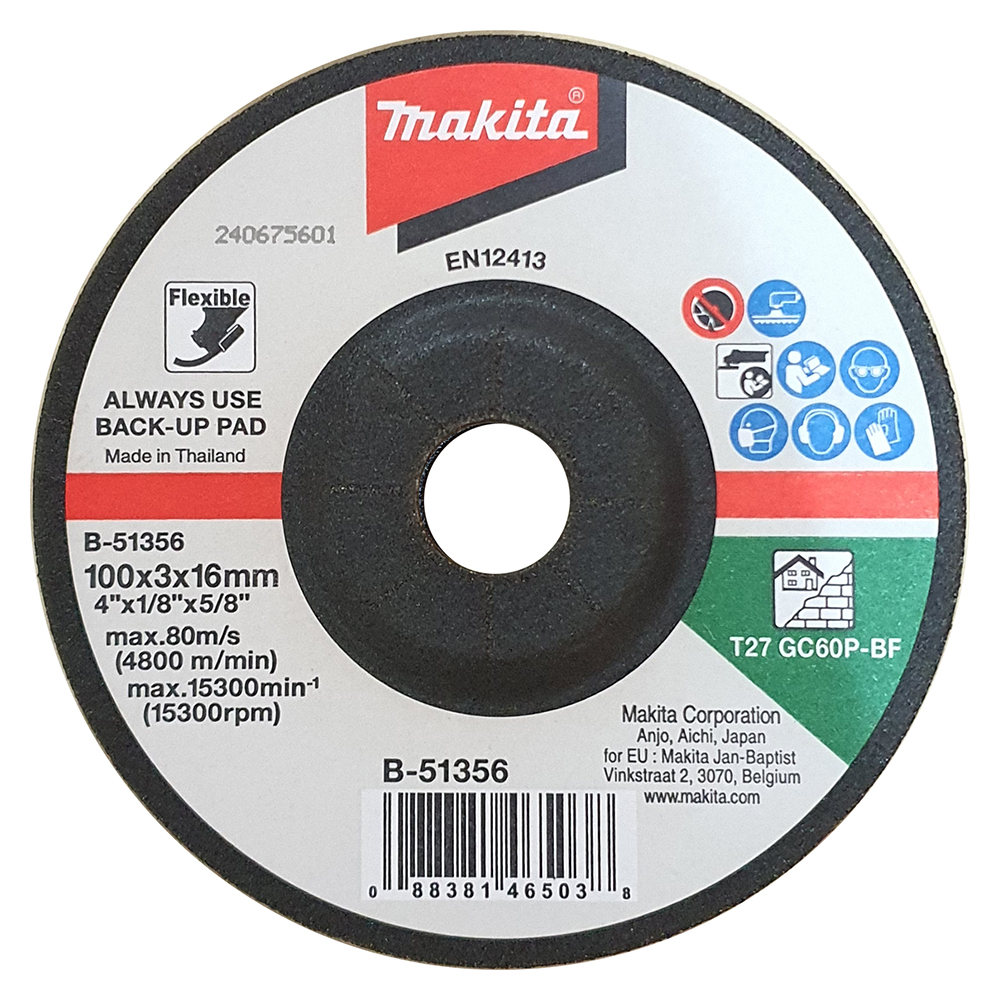 B-51356 ใบเจียร์กระจก MAKITA 4" 100x3x16mm GC60P