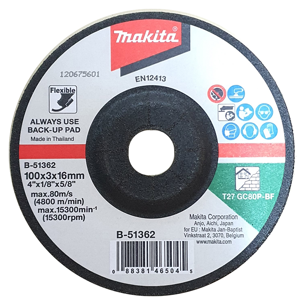 B-51362 ใบเจียร์กระจก MAKITA 4" 100x3x16mm GC80P