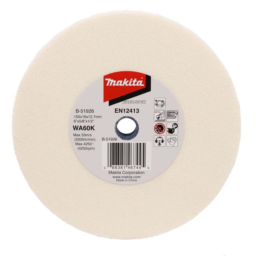 B-51926 หินขาว MAKITA 6" 150x16x12.7mm WA60K