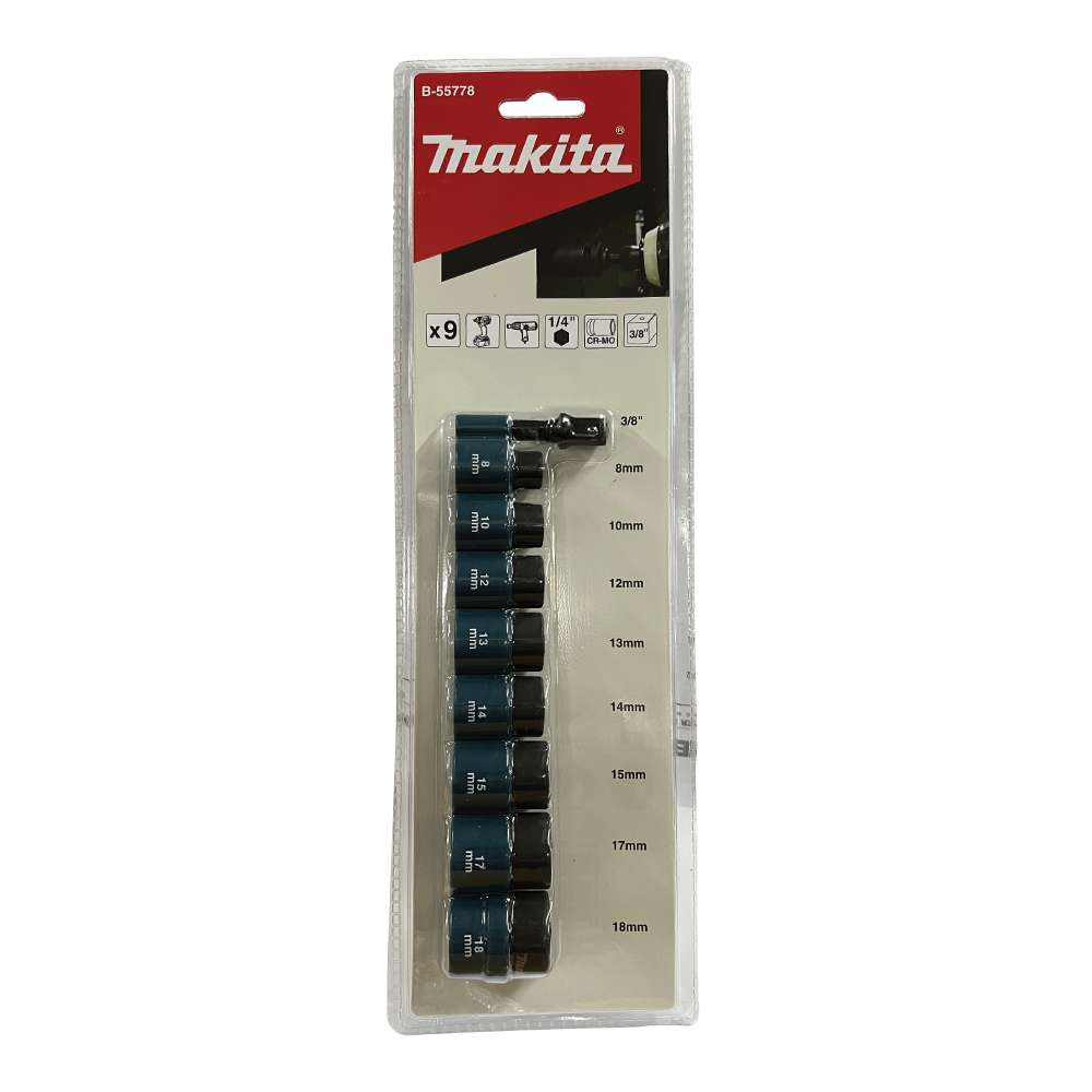 B-55778 Socket Adapter Set SQ 3/8" E-Form (MZ) 9Pcs/Set