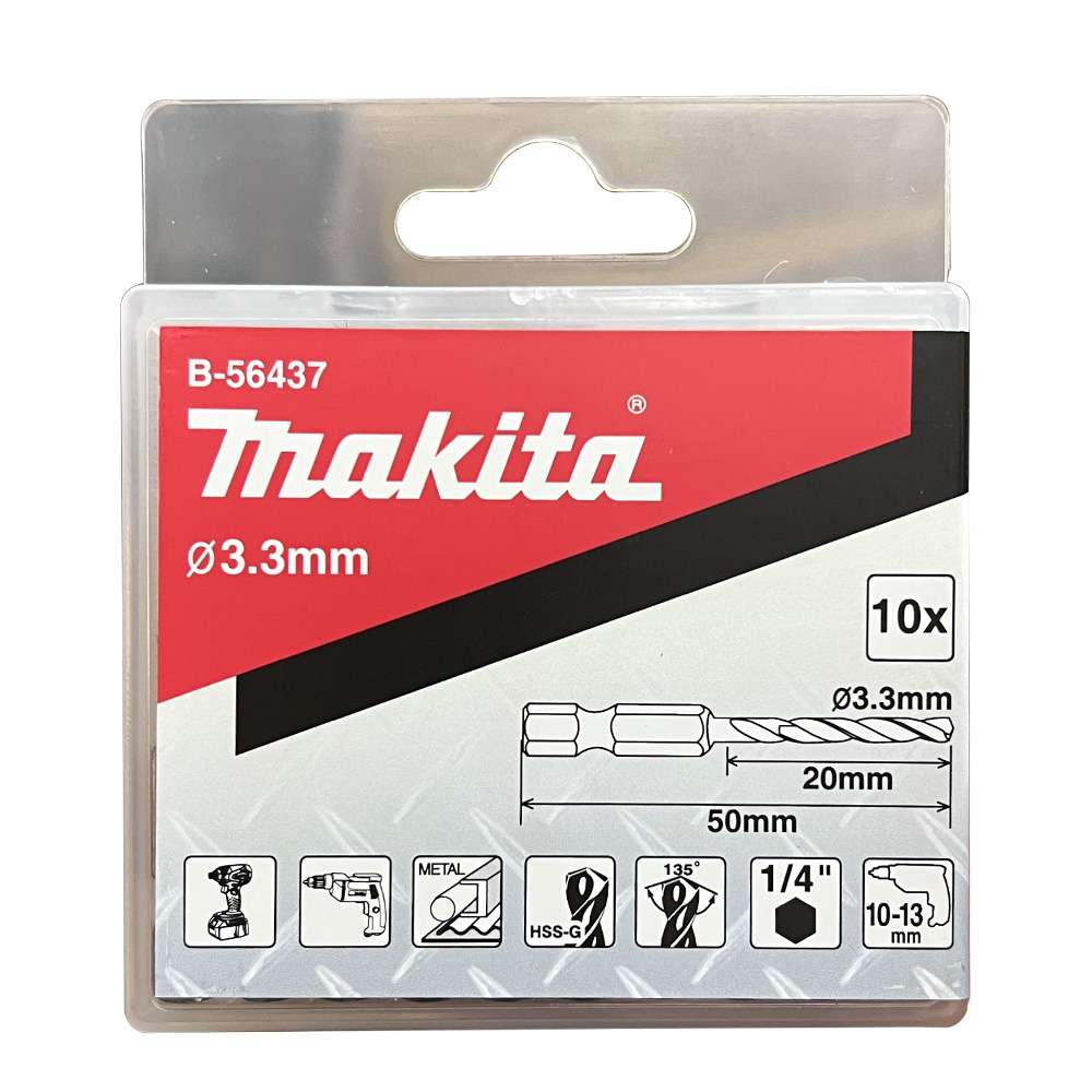 B-56437 Rivet Drill Bit With 1/4" Hex Shank 3.3x50x20mm