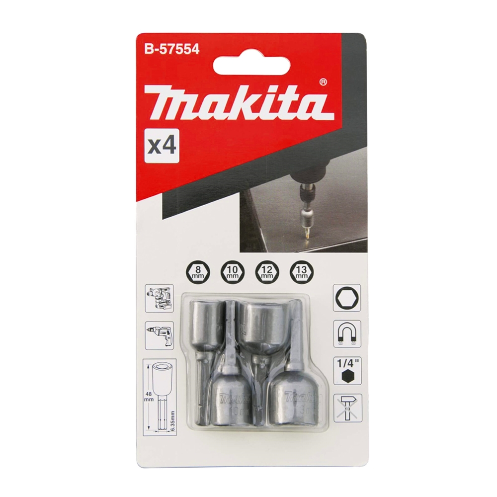 B-57554 บล็อกแม่เหล็กขันน๊อต C-Form 4 ชิ้นคละขนาด