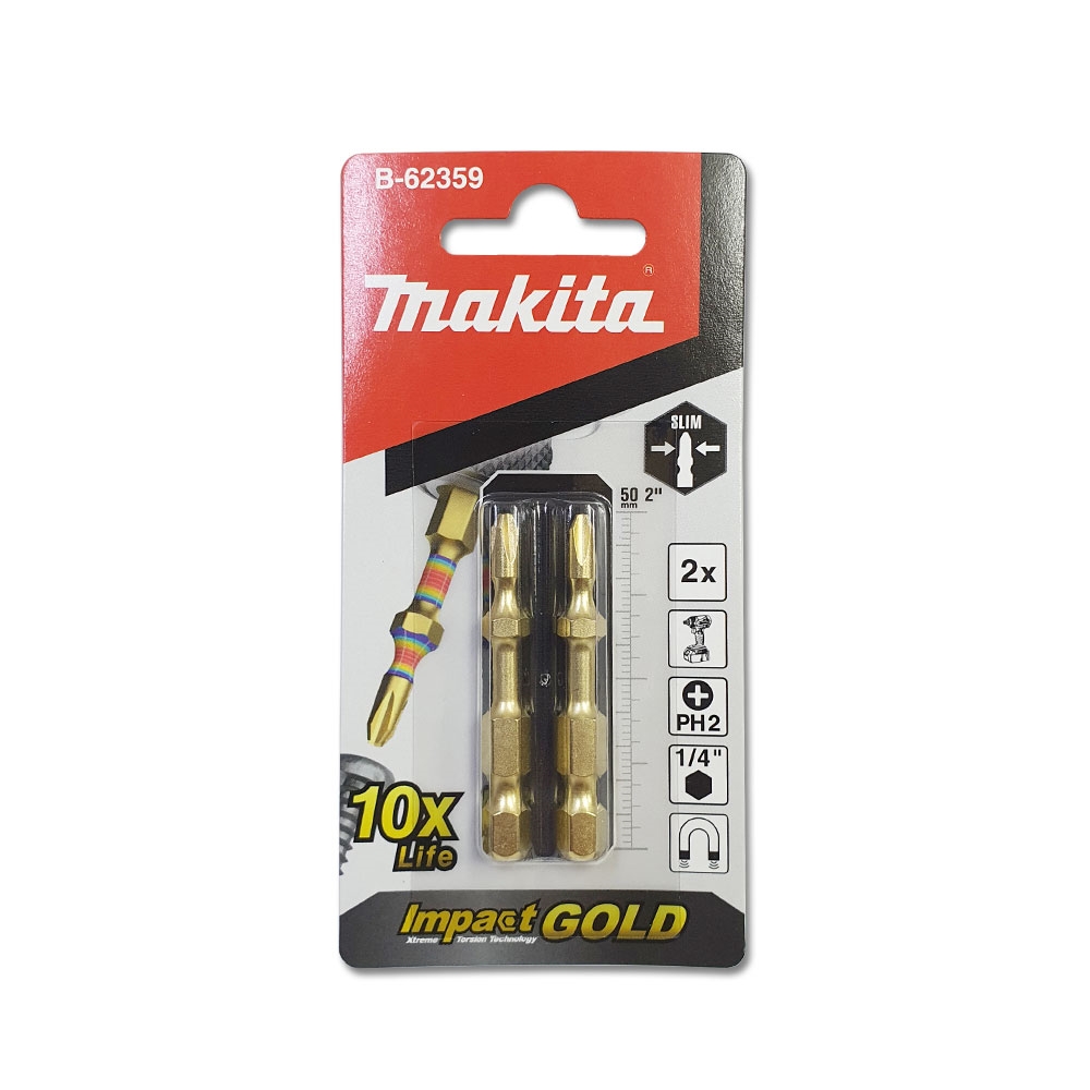 B-62359 ดอกไขควง E-Form Impact Gold Torsion PH2x50 mm (Slim) MZ