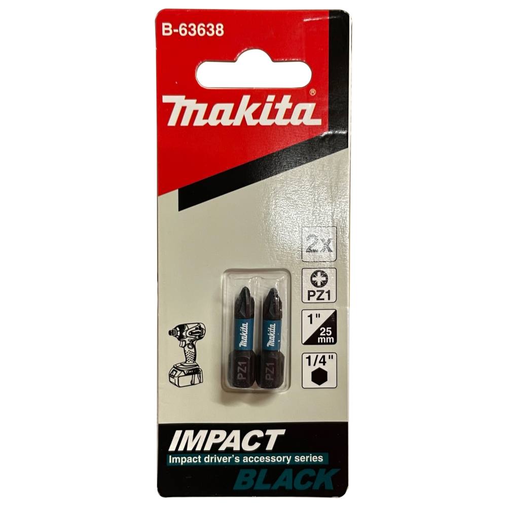 B-63638 Impact Black Screw Bit PZ1x25mm (C-Form) (2Pcs/Set)