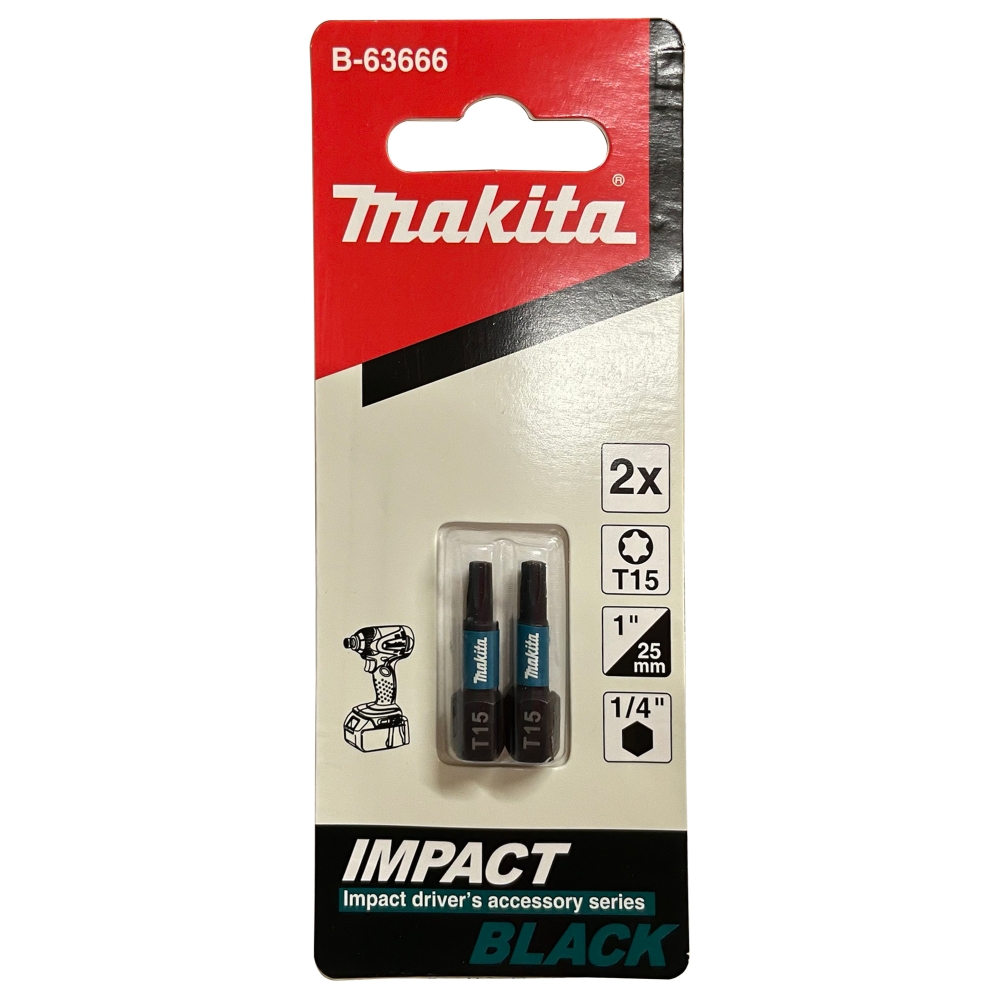 B-63666 Impact Black Screw Bit T15x25mm (C-Form) (2Pcs/Set)