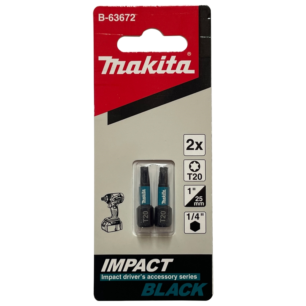 B-63672 Impact Black Screw Bit T20x25mm (C-Form) (2Pcs/Set)