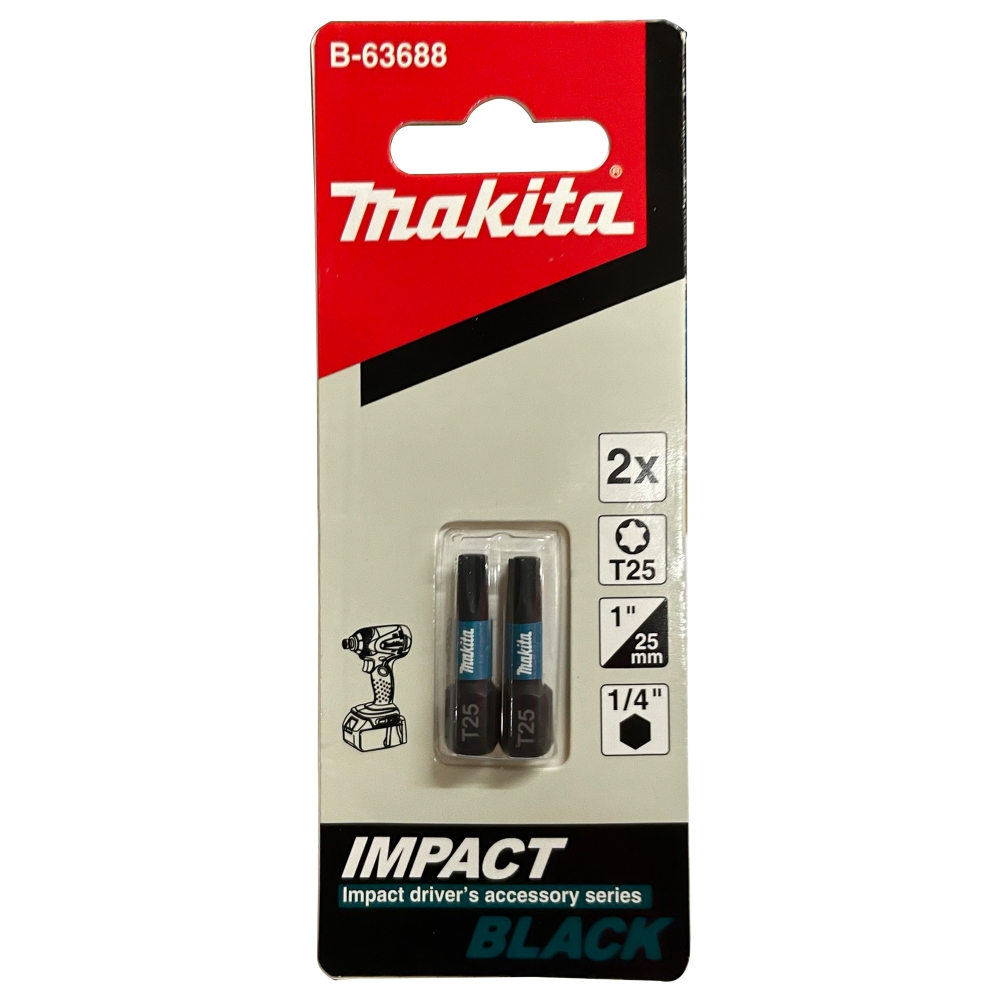B-63688 Impact Black Screw Bit T25x25mm (C-Form) (2Pcs/Set)