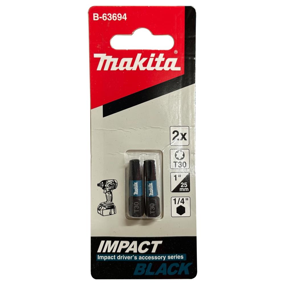 B-63694 Impact Black Screw Bit T30x25mm (C-Form) (2Pcs/Set)