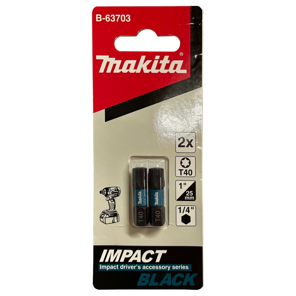 B-63703 Impact Black Screw Bit T40x25mm (C-Form) (2Pcs/Set)