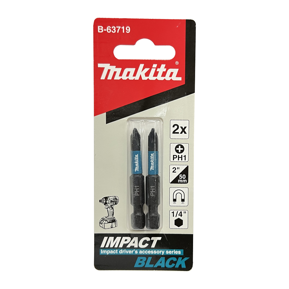 B-63719 ดอกไขควง E-Form Impact Black PH1 1/4"x50 mm MZ