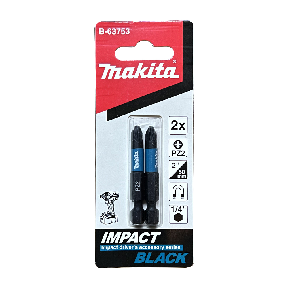 B-63753 ดอกไขควง E-Form Impact Black PZ2 1/4"x50 mm MZ