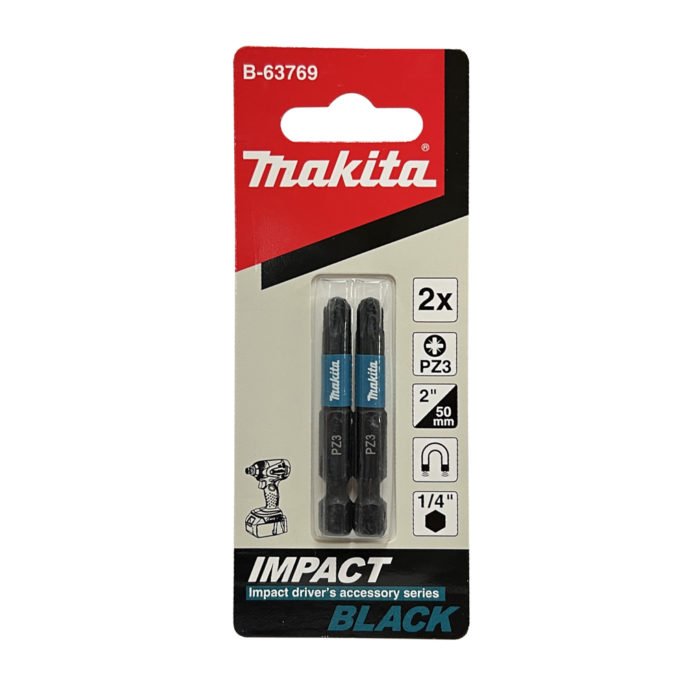 B-63769 ดอกไขควง E-Form Impact Black PZ3 1/4"x50 mm MZ