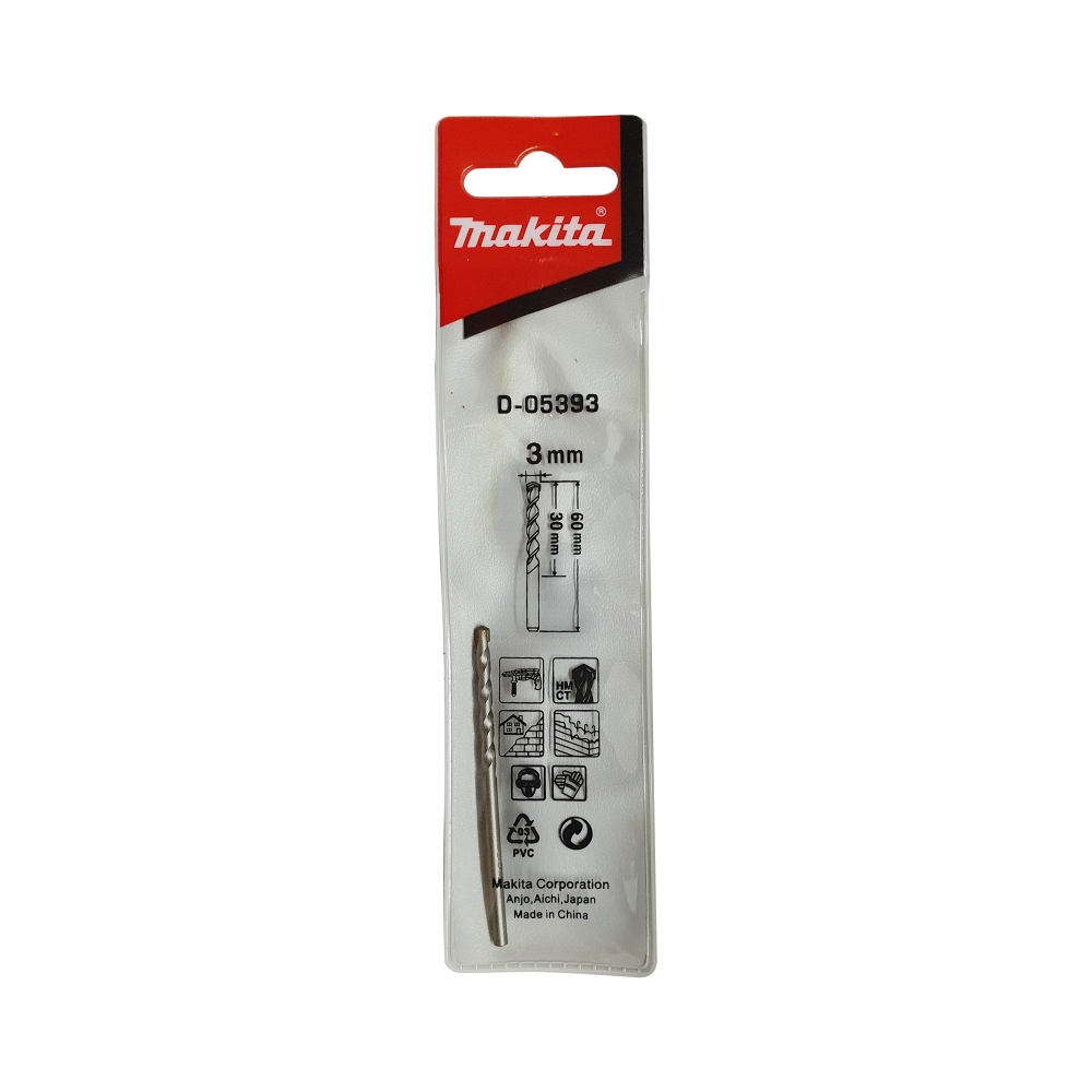 D-05393 ดอกเจาะปูนก้านกลม TCT 3x60 mm
