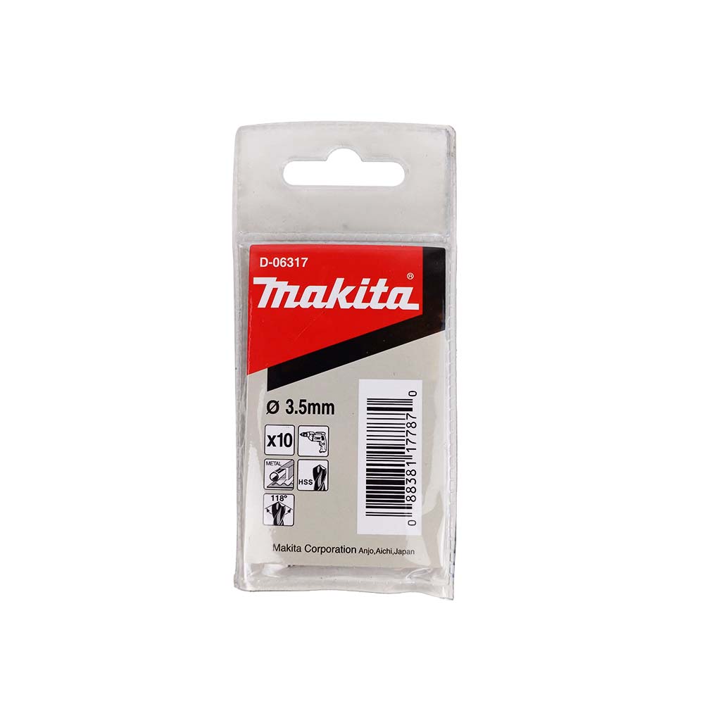 D-06317 ดอกสว่านเจาะเหล็ก HSS-G (สีเงิน) ขนาด 3.50x70มม.