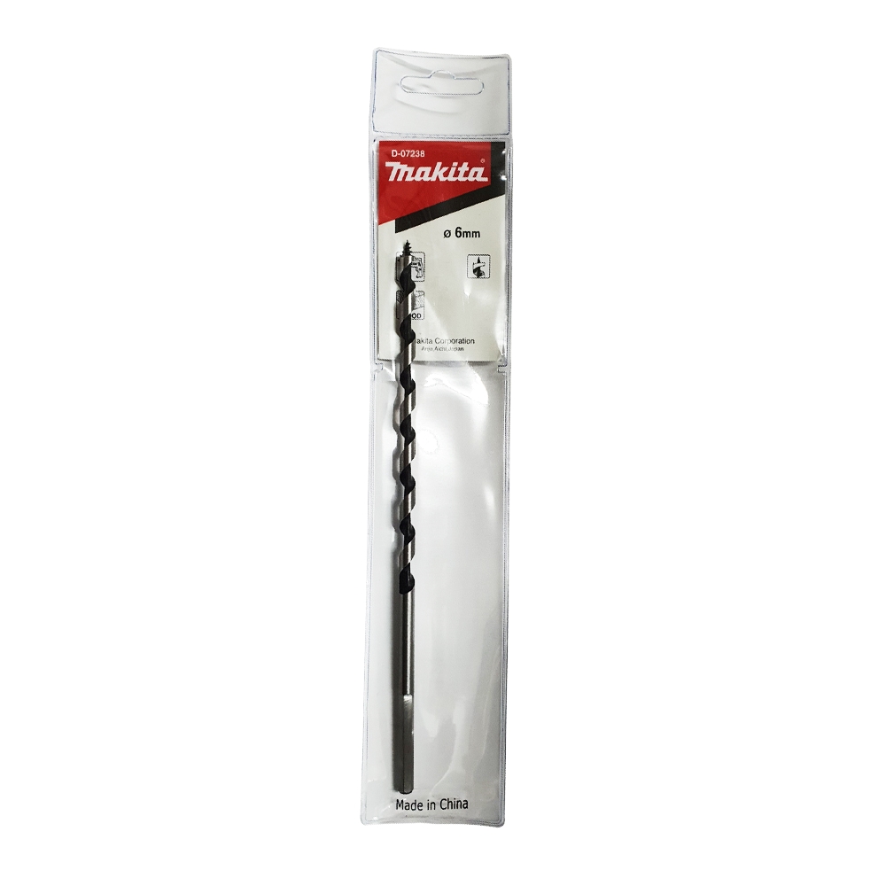 D-07238 ดอกเจาะไม้ Single Spur Auger 6x200 mm ก้านกลม
