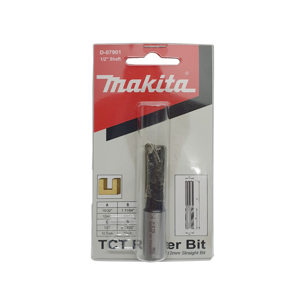 D-07901 ดอกเร้าเตอร์ Straight Bit ขนาด 1/4นิ้ว 12x60x30มิลลิเมตร