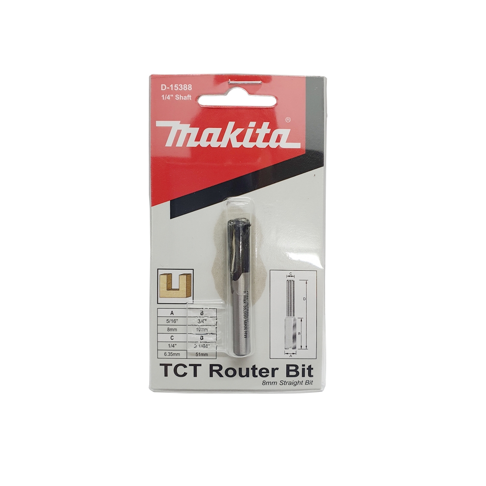 D-15388 ดอกเร้าเตอร์ Straight Bit ขนาด 1/4นิ้ว 8x50x18มิลลิเมตร