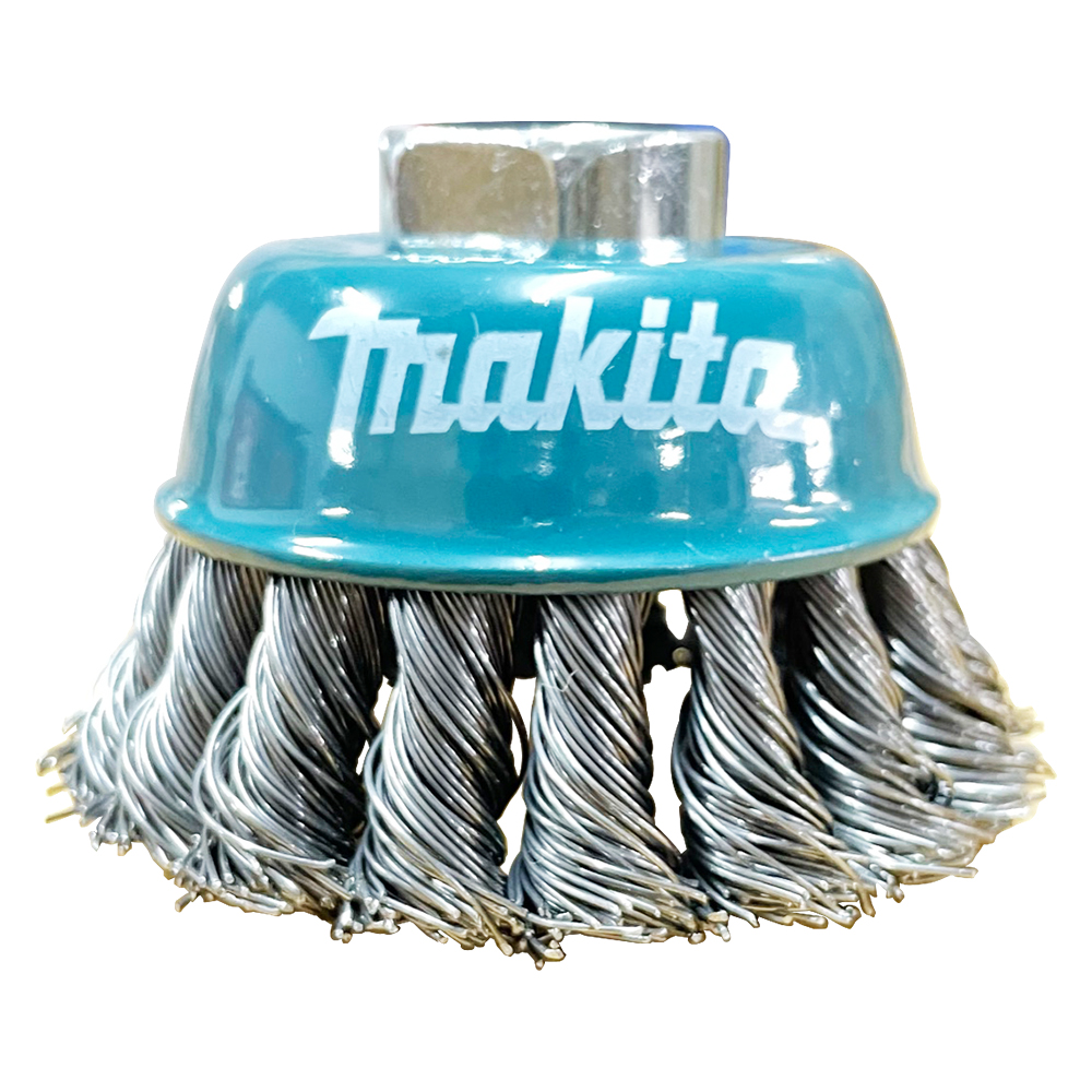 D-24125 แปรงลวดถ้วยถักเกลียว MAKITA 75mm 10x1.5 ลวด 0.5mm