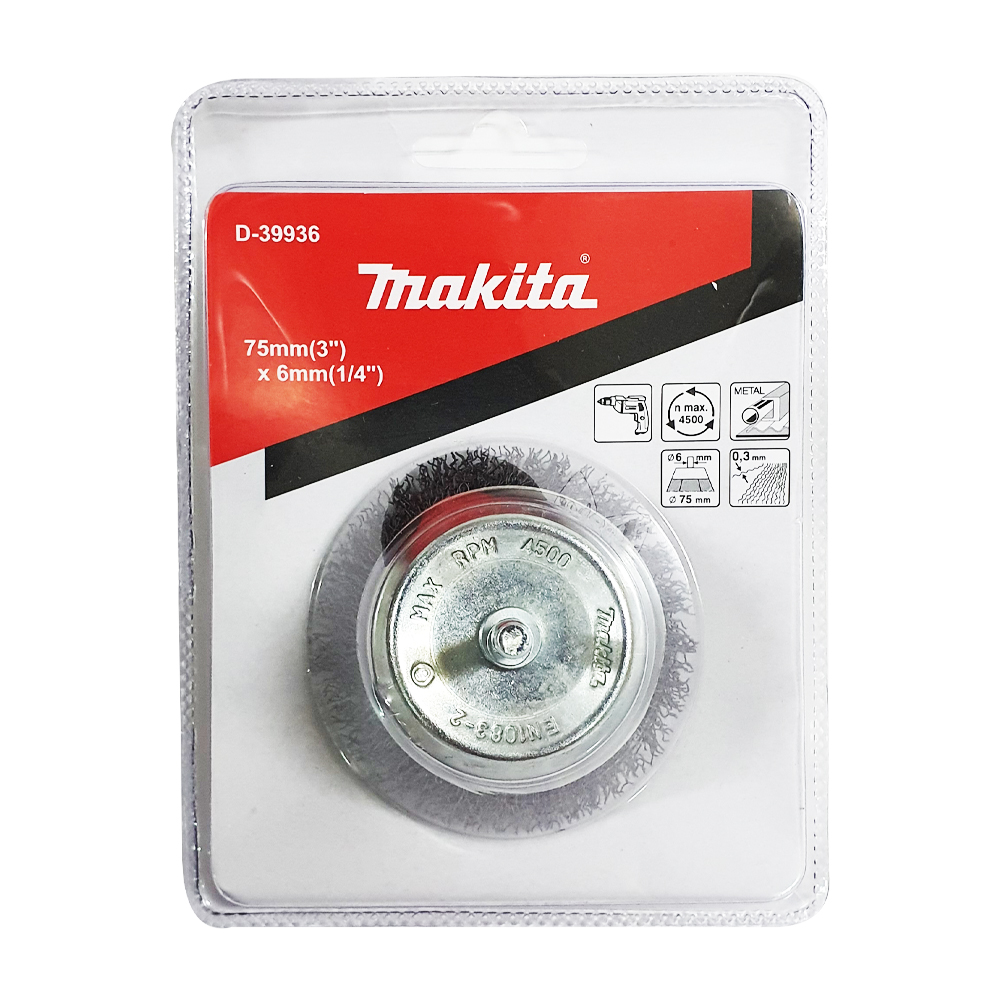 D-39936 แปรงขัดลวด 75mm(3") x 6mm(1/4")