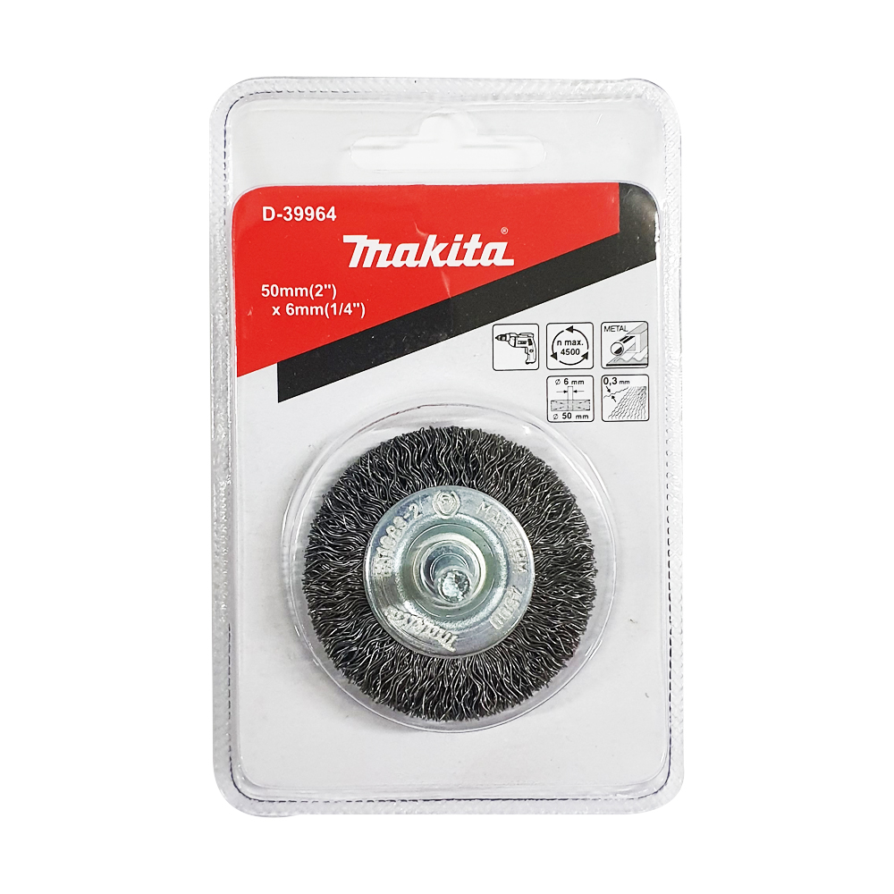 D-39914 แปรงล้อลวด 50mm(2") x 6mm(1/4")