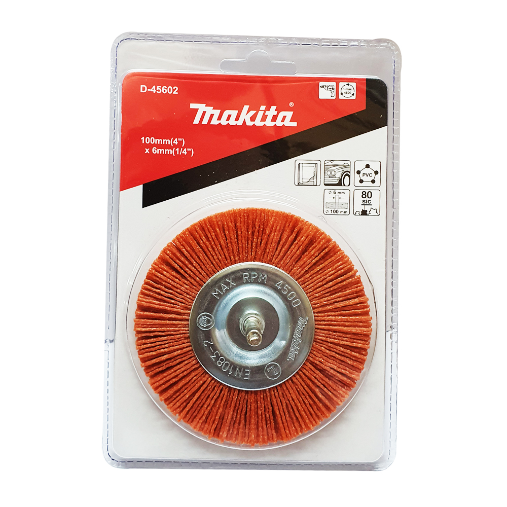 D-45602 แปรงล้อไนล่อน 100mm(4")x6mm(1/4") #80