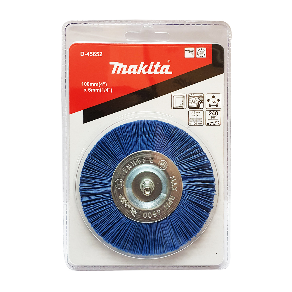 D-45652 แปรงล้อไนล่อน 100mm(4")x6mm(1/4") #240
