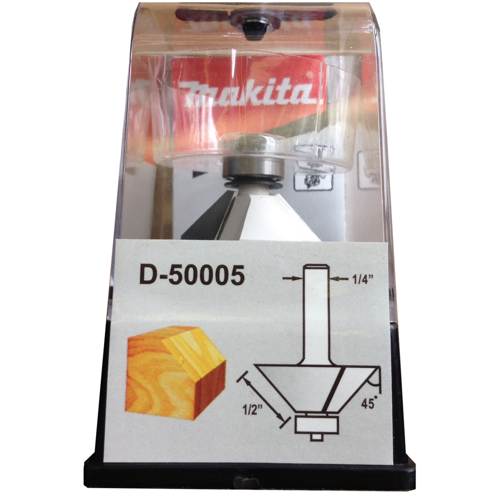 D-50005 ดอกเร้าเตอร์ Chamfer Bit-with Bearing ขนาด 1/4นิ้ว 1-3/16x2-1/8x1/2นิ้วx45องศา