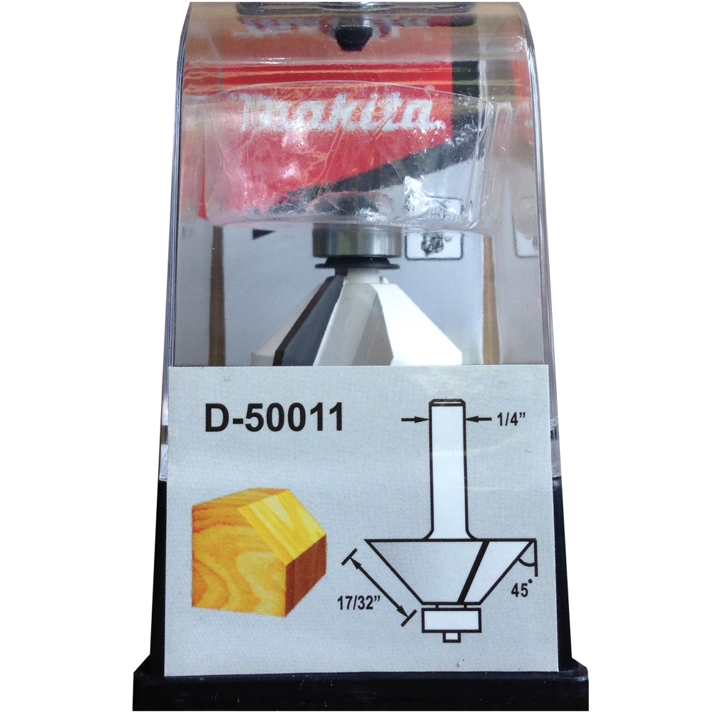 D-50011 ดอกเร้าเตอร์ Chamfer Bit-with Bearing ขนาด 1/4นิ้ว 1-1/4x2-11/64x17/32นิ้วx45องศา