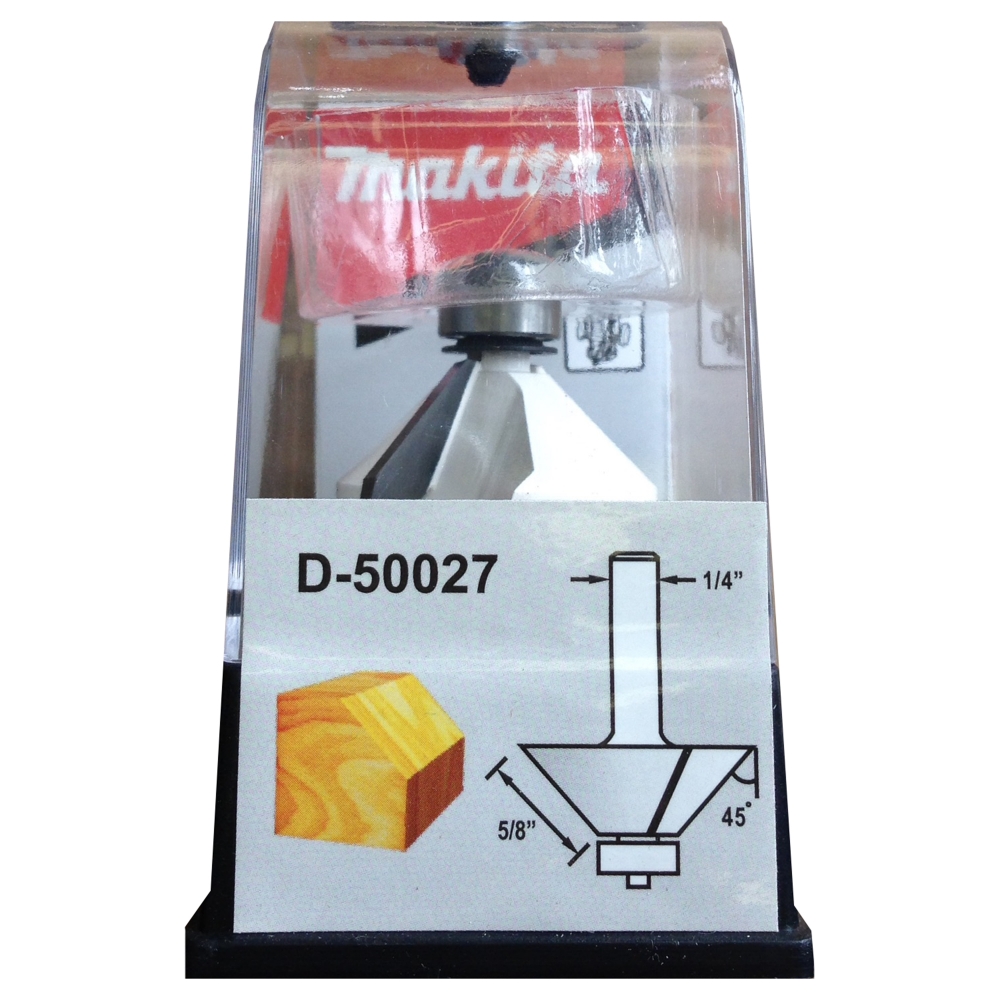 D-50027 ดอกเร้าเตอร์ Chamfer Bit-with Bearing ขนาด 1/4นิ้ว 1-3/8x2-5/16x5/8นิ้วx45องศา