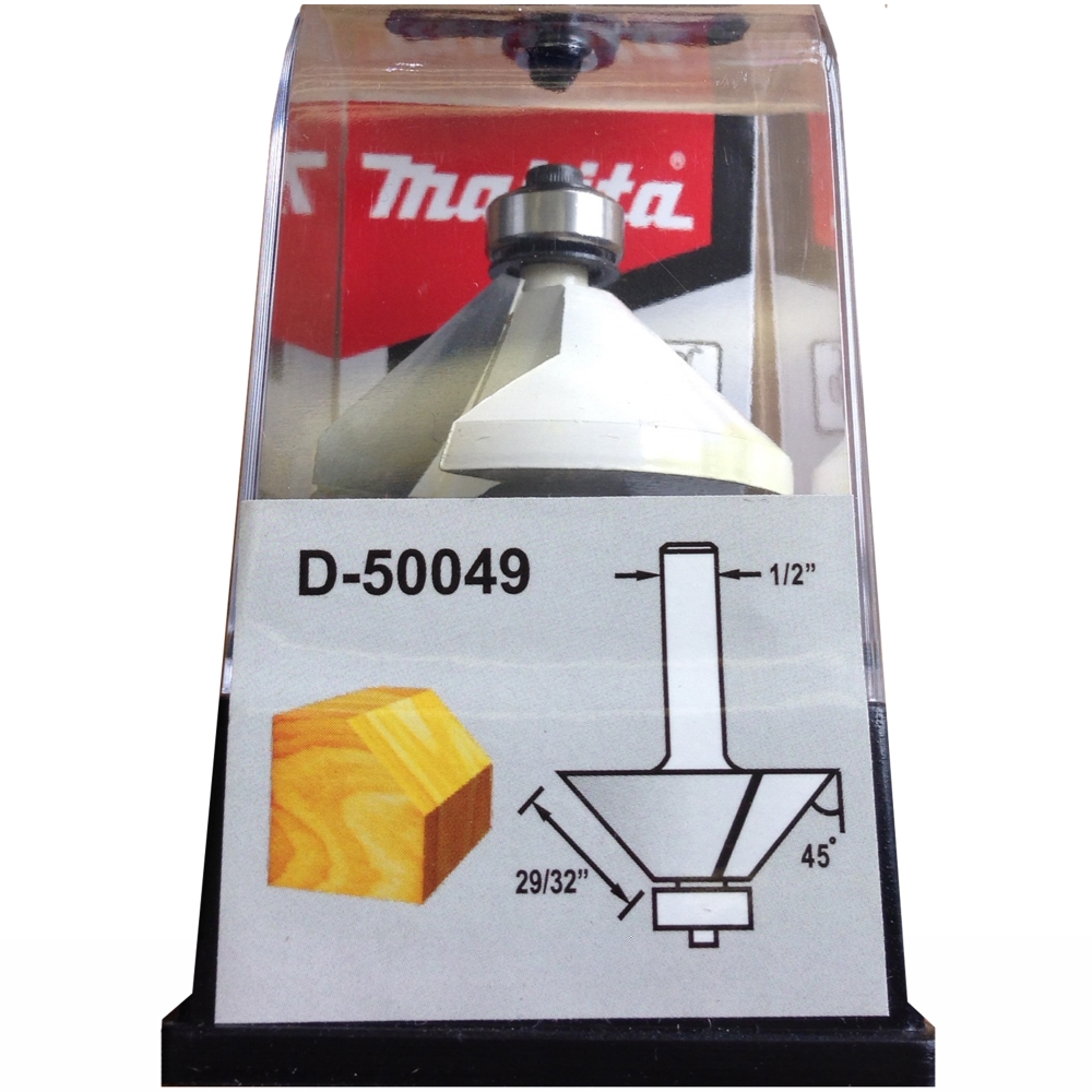 D-50049 ดอกเร้าเตอร์ Chamfer Bit-with Bearing ขนาด 1/2นิ้ว 1-3/4x2-11/16x29/32นิ้วx45องศา