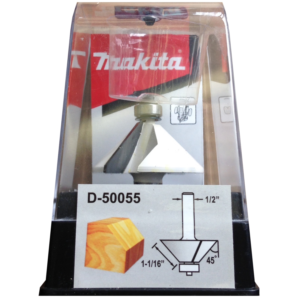 D-50055 ดอกเร้าเตอร์ Chamfer Bit-with Bearing ขนาด 1/2นิ้ว 2x2-13/16x1-1/16นิ้วx45องศา