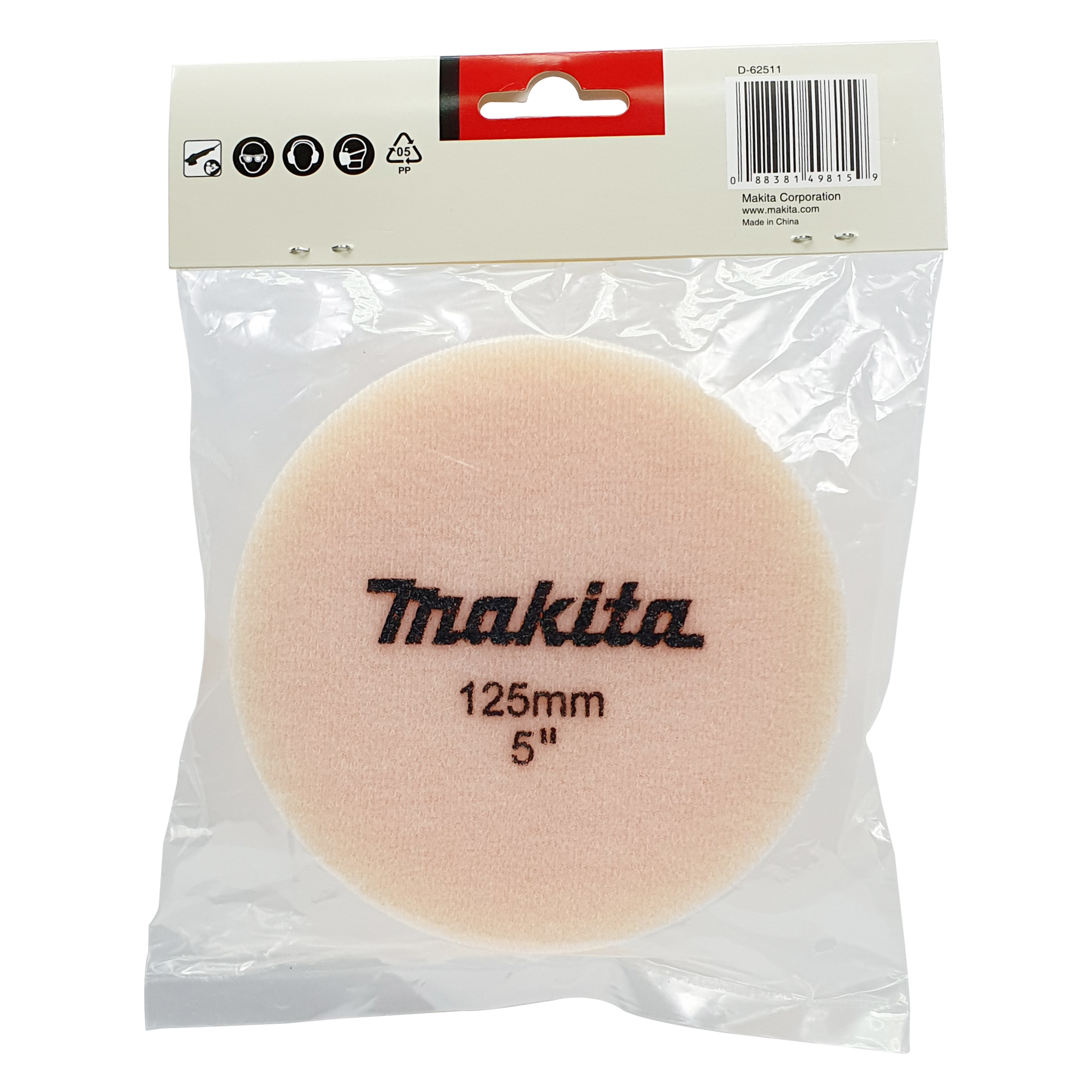 D-62511 Sponge Pad 125mm Orange (Coarse) Flat