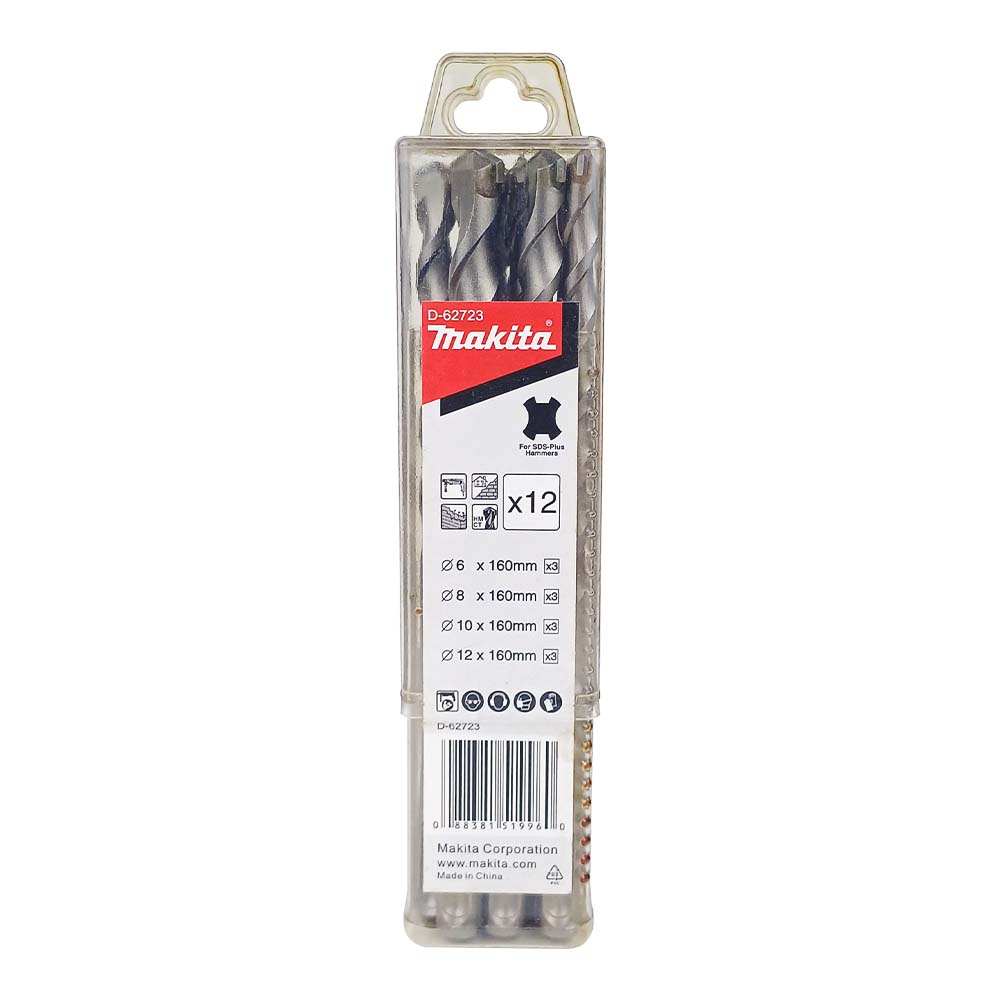 D-62723 ชุดดอกสว่าน SDS 2Plus 12 ดอก 6,8,10,12x160mm(ขนาดละ 3 ดอก)