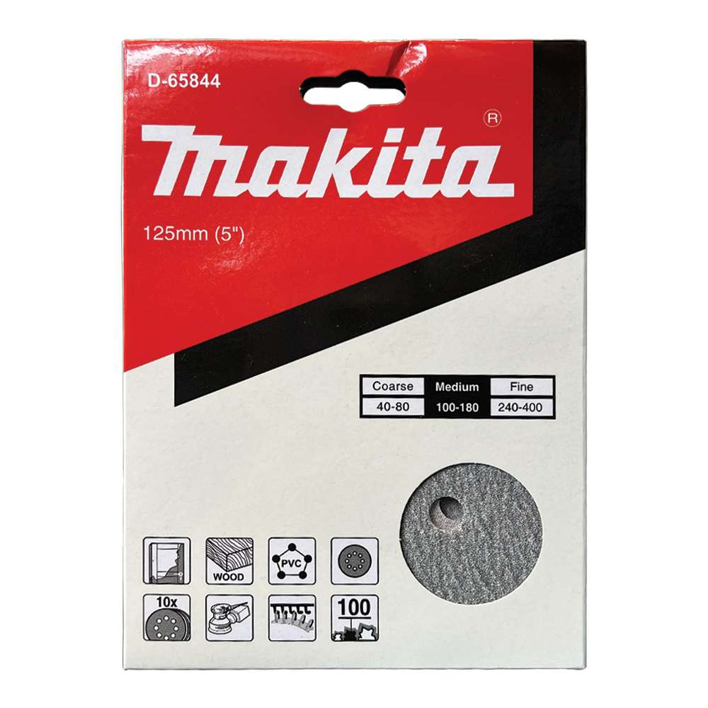 D-65844 Abrasive Disc 5"(125mm) A100 (8hole) H/L Paint (10 Pcs/Set)